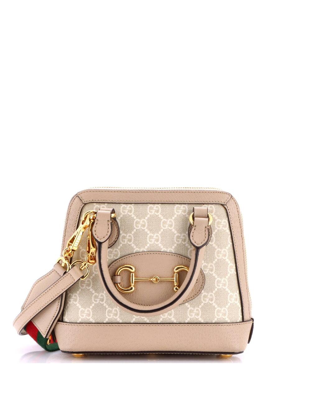 Gucci Horsebit Top Handle Bag Gg Coated #356596G15B